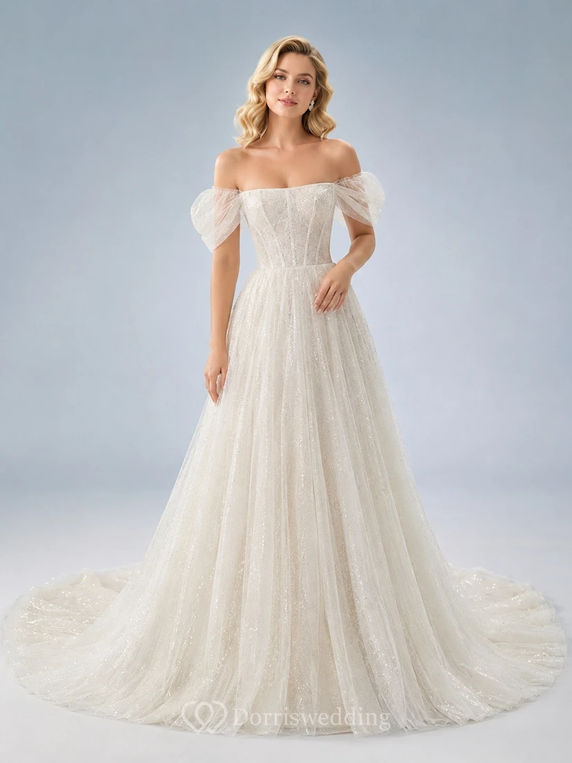 A-line Tulle a Elegant Bridal Formal Wedding Dress