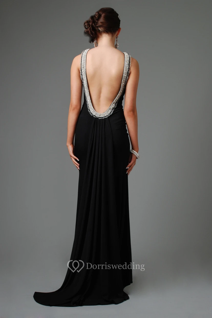 Jewel Neck Beaded Sleeveless Chiffon Evening Dress view 2