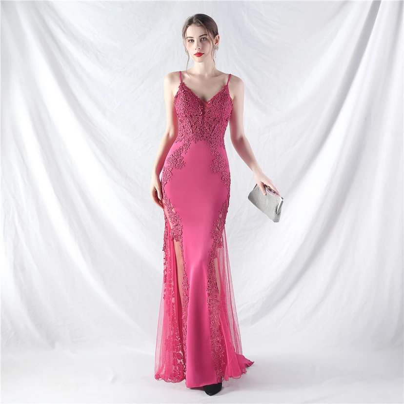 Spitzen-Abendkleid mit heißer Diamant- und Fischgrätenmuster-Weste, tiefem Taillenausschnitt, schulterfreiem Design und kurzer Schleppe view 30