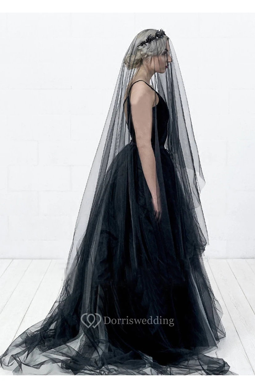 Simple Korean Style Bride Black Soft Tulle Veil  view 3