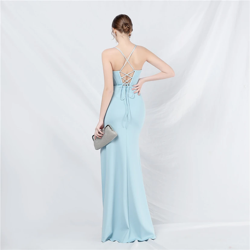 Robe de soirée haut de gamme Palace Fishbone Vest, bustier orné de perles et bretelles. view 40