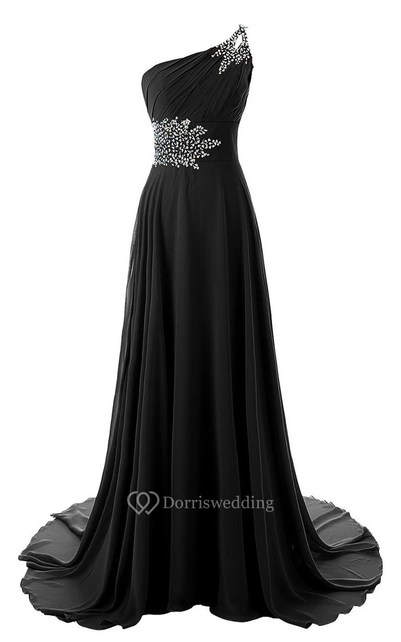 Robe asymétrique en mousseline avec détails perlés