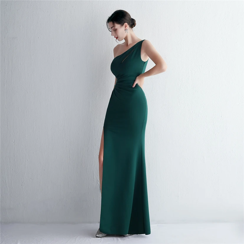Pressing Beading Craft Toast Dress Long One Shoulder Thank You Banquet Slim Fishtail Skirt Wedding Car Model Exhibition view 57