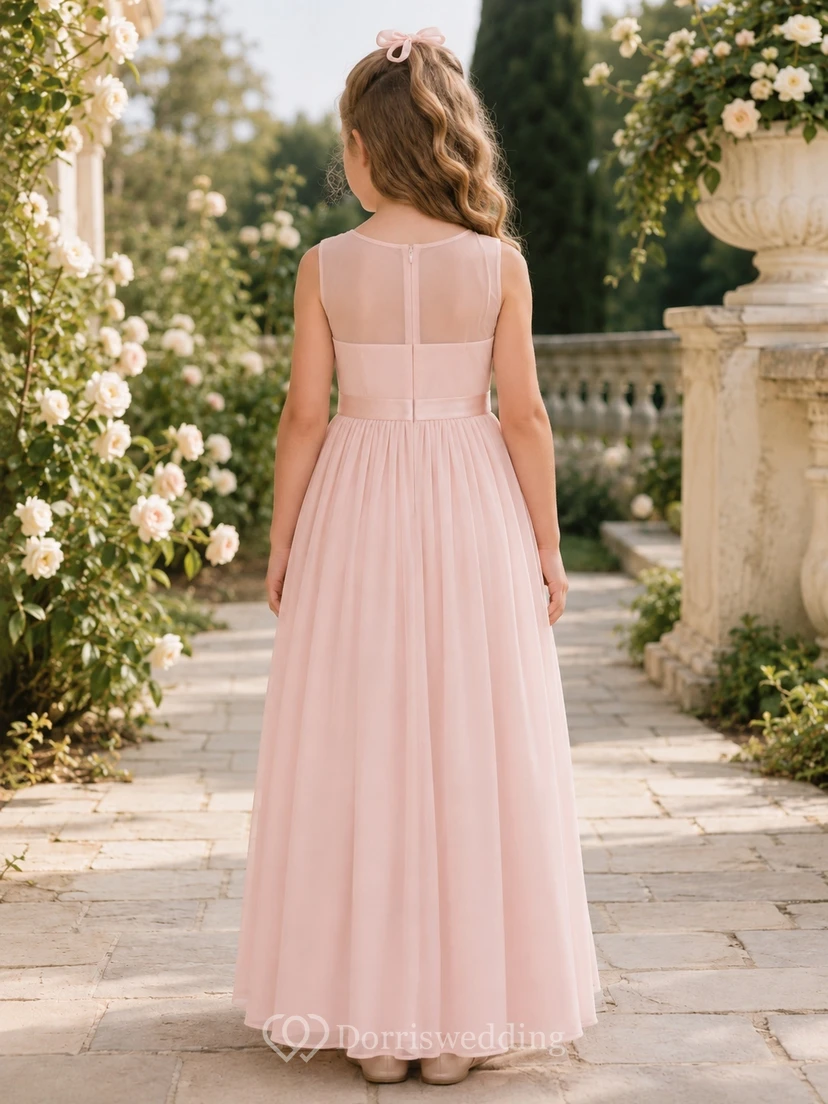 Zartrosa Brautjungfernkleid, A-Linie, herzförmiger Schnitt, ärmellos, aus Tüll, bezaubernd romantisch view 2