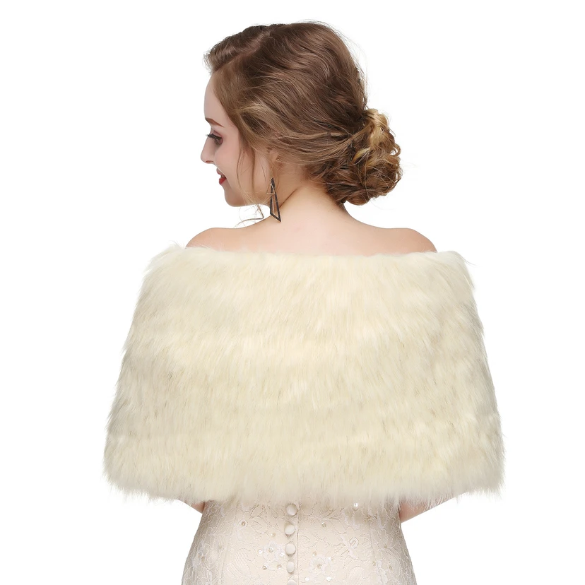 Bridal Winter Warm Wool Cape Fur Wedding Dress Fox Fur Waistcoat view 33