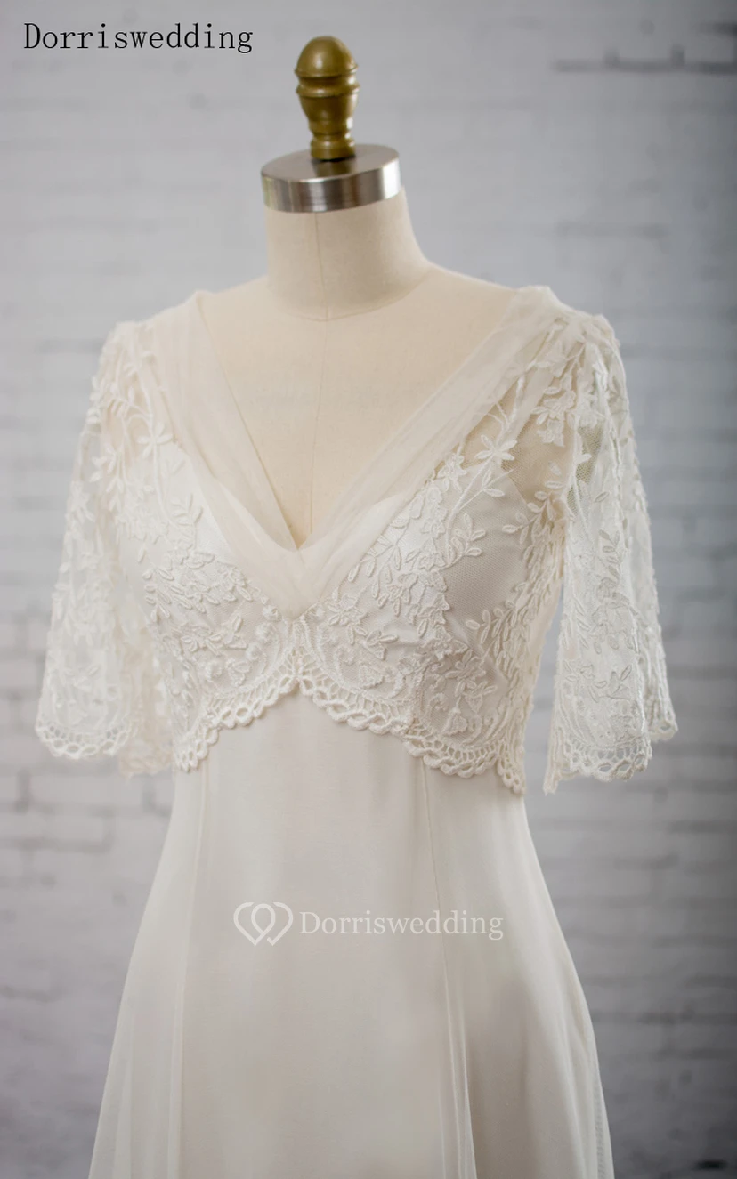 Dorriswedding V-Shaped Neckline Cape Tulle Dress With Appliques view 2