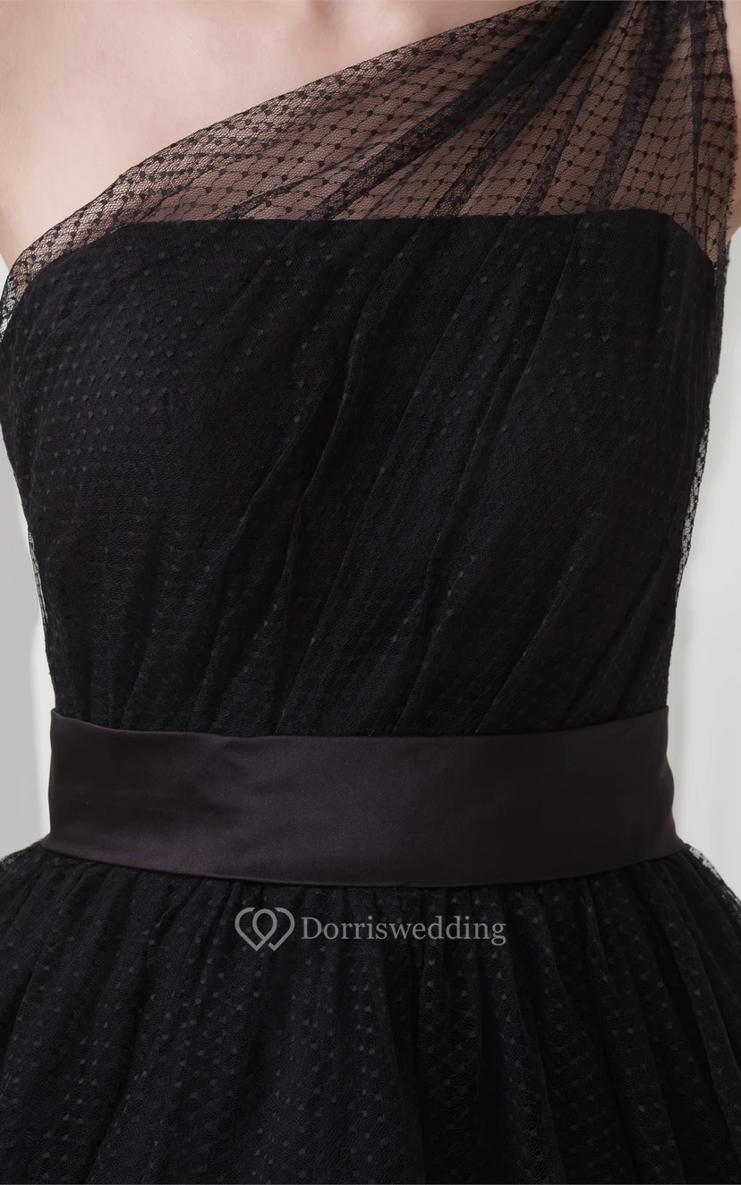 Robe trapèze asymétrique en tulle, longueur thé, avec fronces view 7