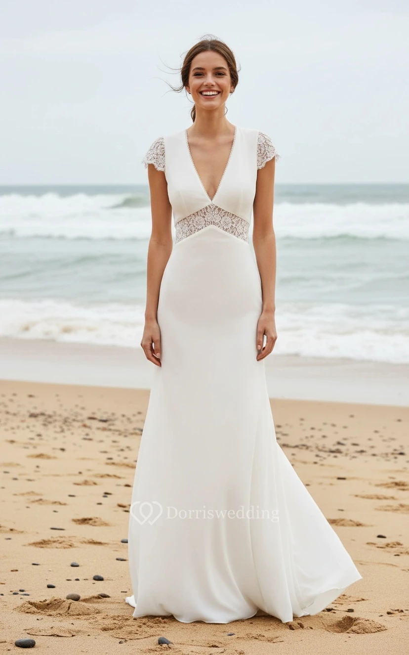 Relaxed Fit V-Neck Lace Sheath view 3