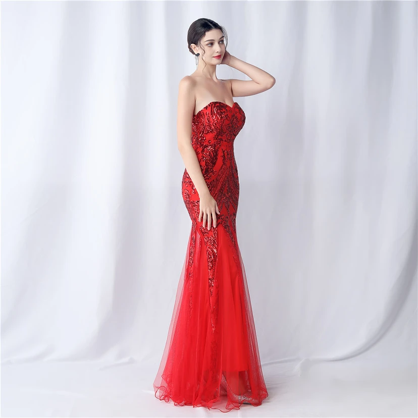 Positionierung Blumenschnitt Netz Pailletten Hochzeitsdinner Toast Party Abendkleid view 4