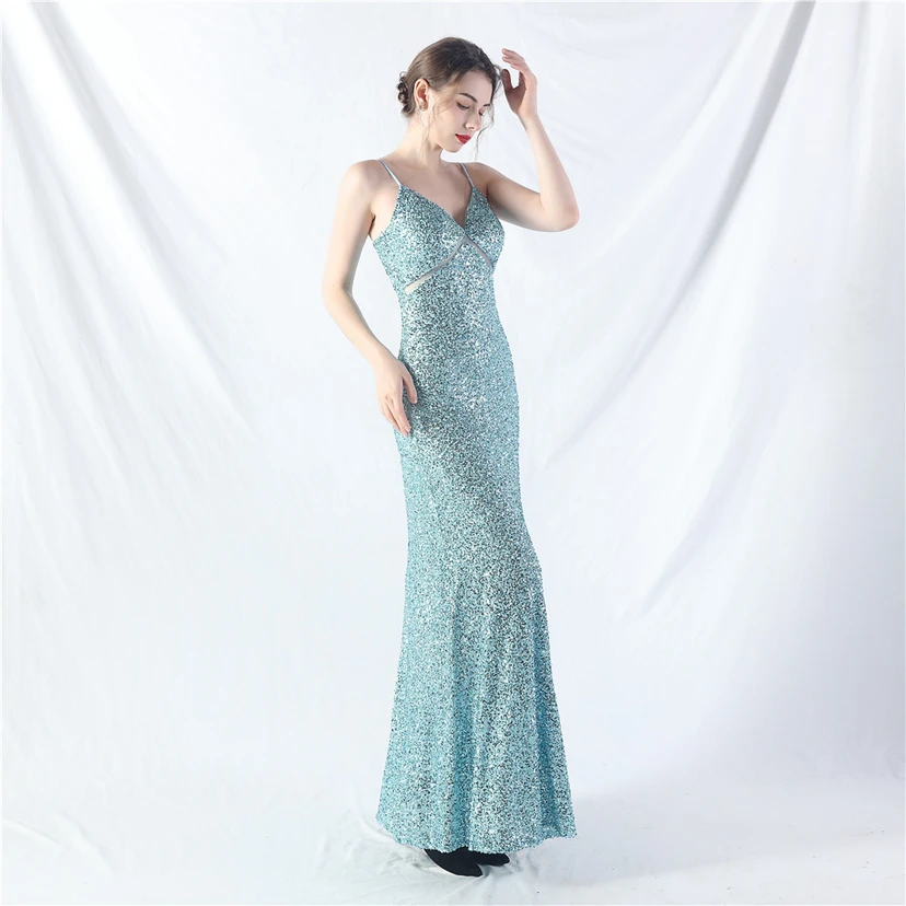 Robe longue trapèze évasée à paillettes, modèle phare du quotidien view 57
