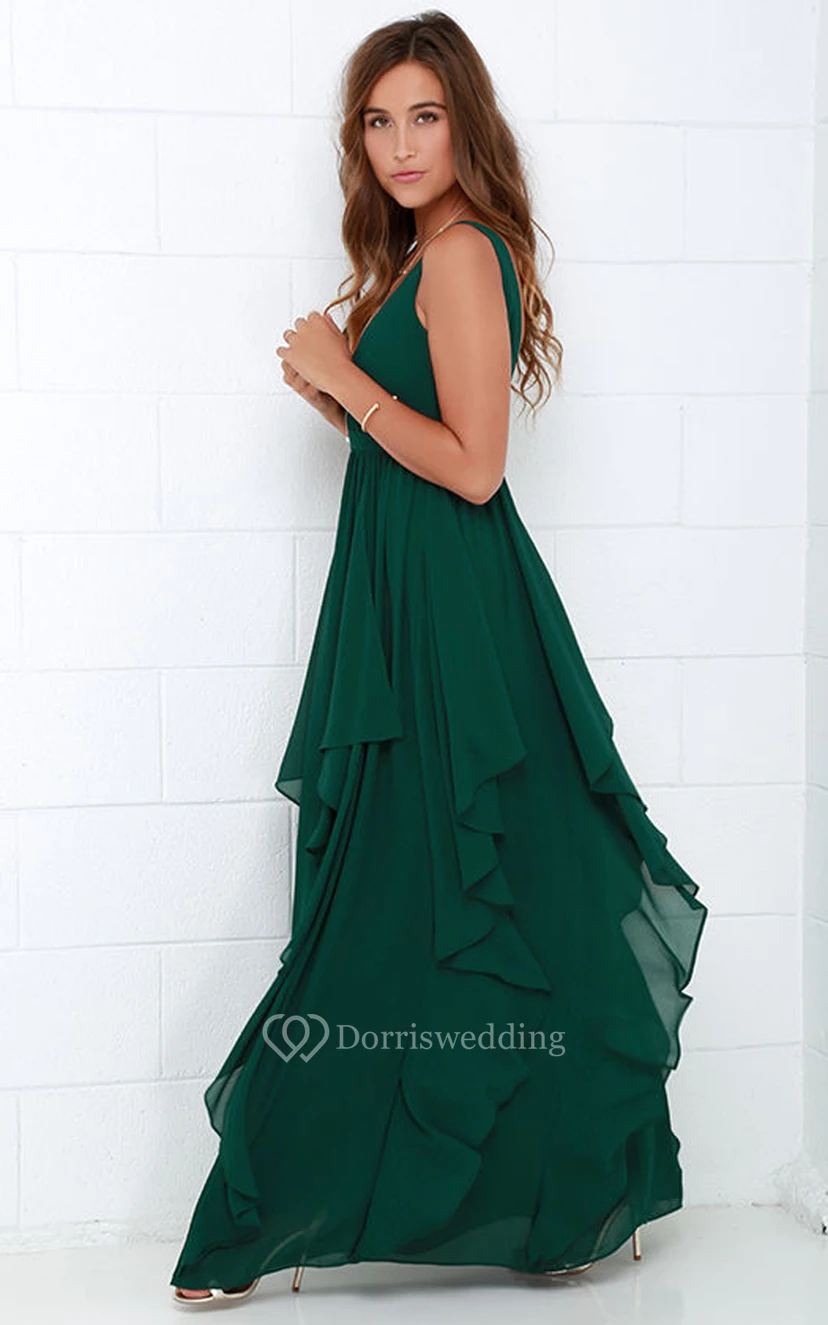 Sleeveless Chiffon Stylish Dress With Ruffles view 5
