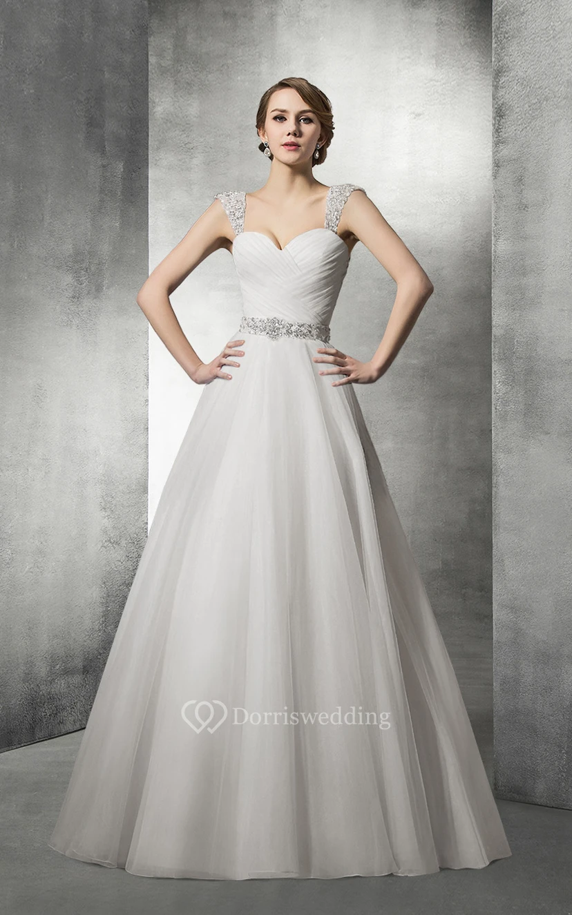 Sweetheart Tulle Ball Gown Wedding Dress With Removable Straps