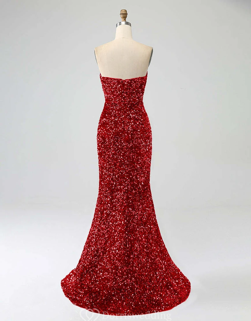 Robe bustier bleu roi à sequins et fente jusqu'à la cuisse view 10
