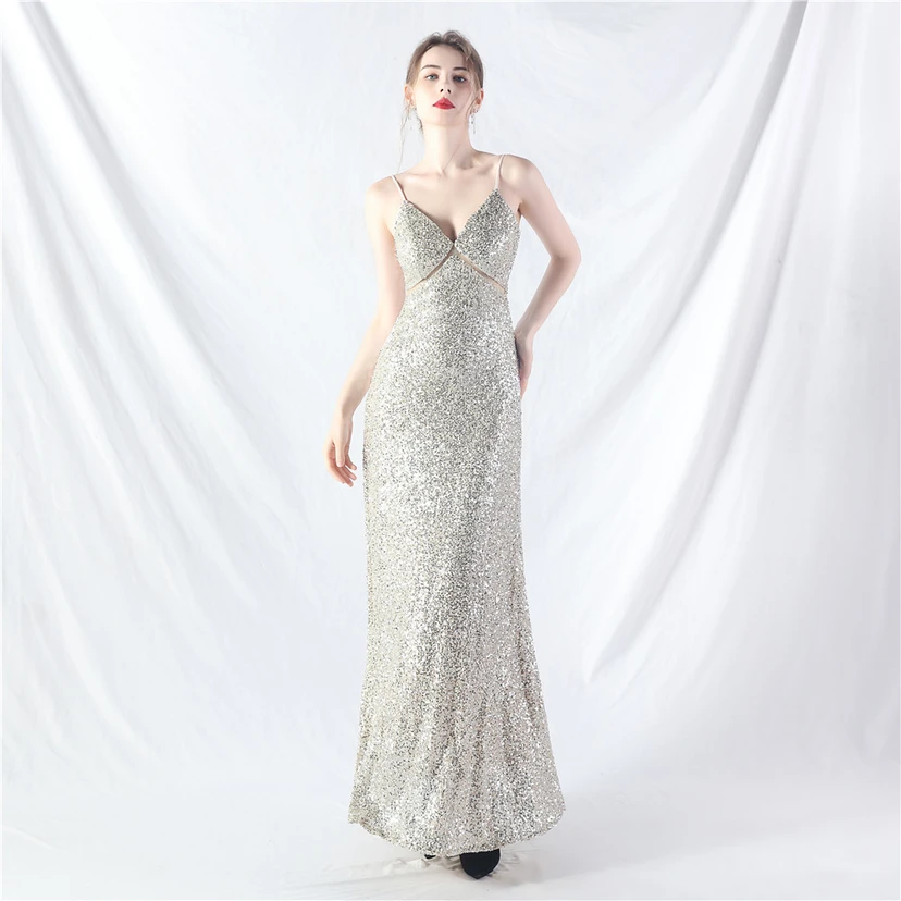 Robe longue trapèze évasée à paillettes, modèle phare du quotidien view 47