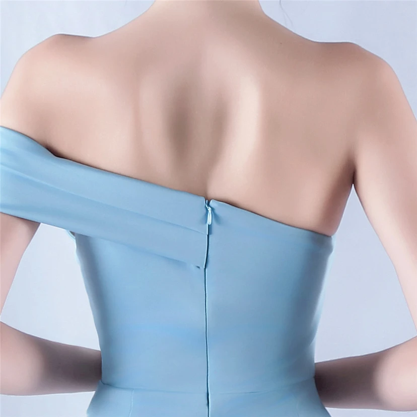 Satin-Abendkleid mit einer Schulter für festliche Anlässe und Bankette view 34
