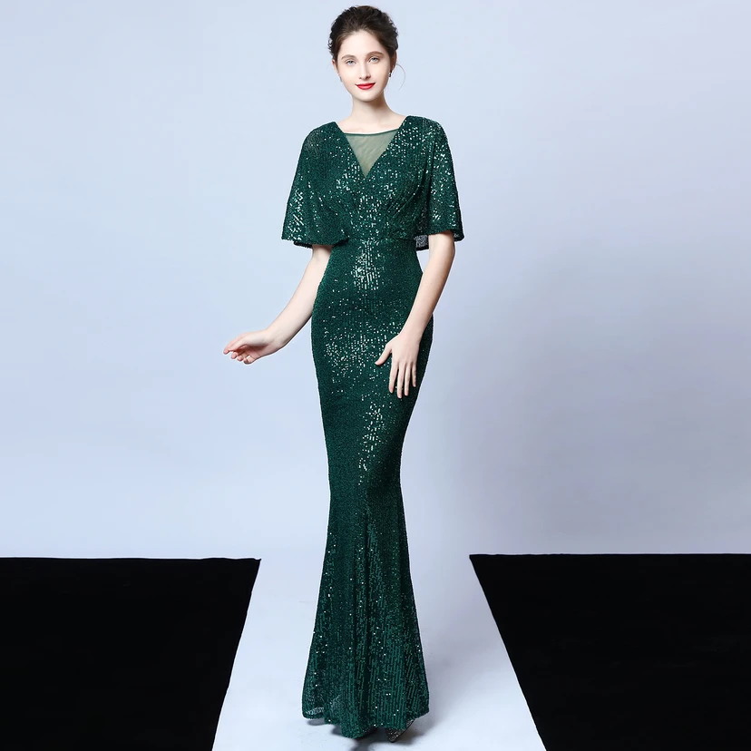 Elegantes Abendkleid mit Polyestergarn, Quasten, Pailletten und Fischschwanzsaum für Damen im Herbst view 33