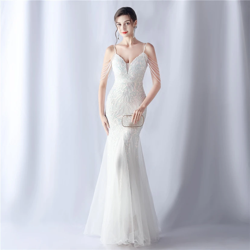 Robe de soirée haut de gamme en maille perlée et ornée de perles, modèle 3034. view 66