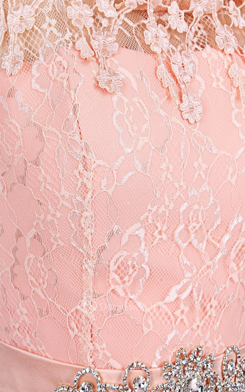 Scalloped Crystal-beaded A-line Gown With Lace Appliqued Bodice view 4