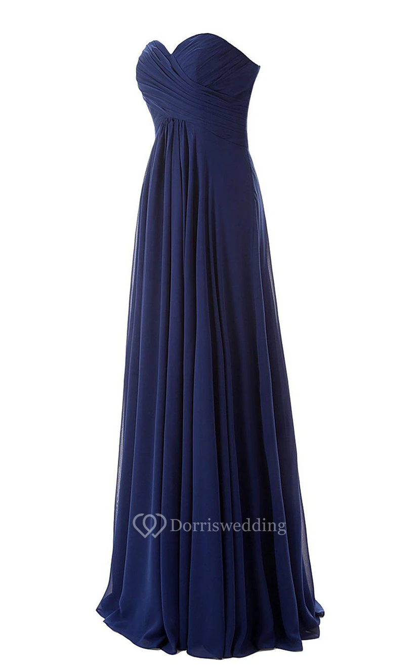 Sweetheart A-line Chiffon Dress With Criss-cross Ruching view 2