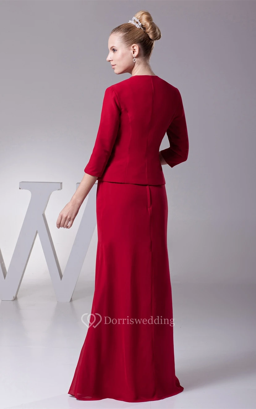 Klassisches Maxi-Etui-Jacket und Kleid mit Brosche view 7