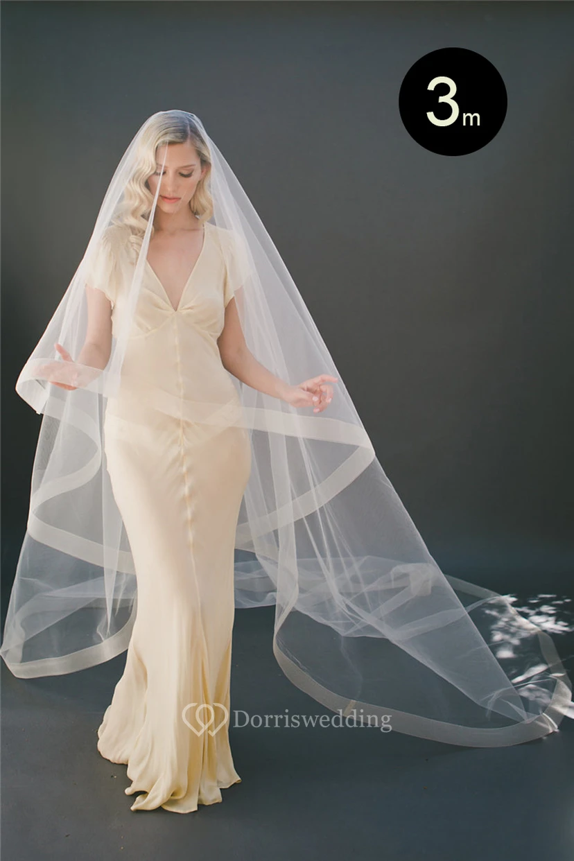 Simple Elbow Length Soft Tulle Wedding Veil view 5