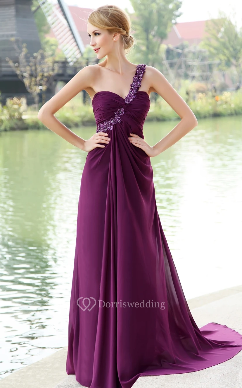 Chiffon Floor-Length Backless Dress With Floral Strap view 3