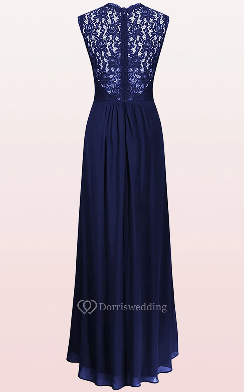 Casual Lace Chiffon Scalloped Sleeveless A Line Guest Dress With Ruffles view 4