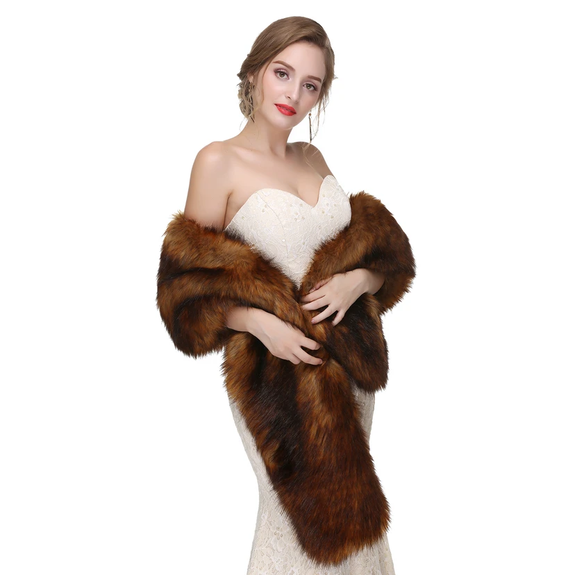 Bridal Winter Warm Wool Cape Fur Wedding Dress Fox Fur Waistcoat view 24