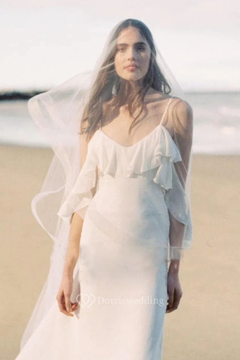 Simple Elbow Length Soft Tulle Wedding Veil view 3