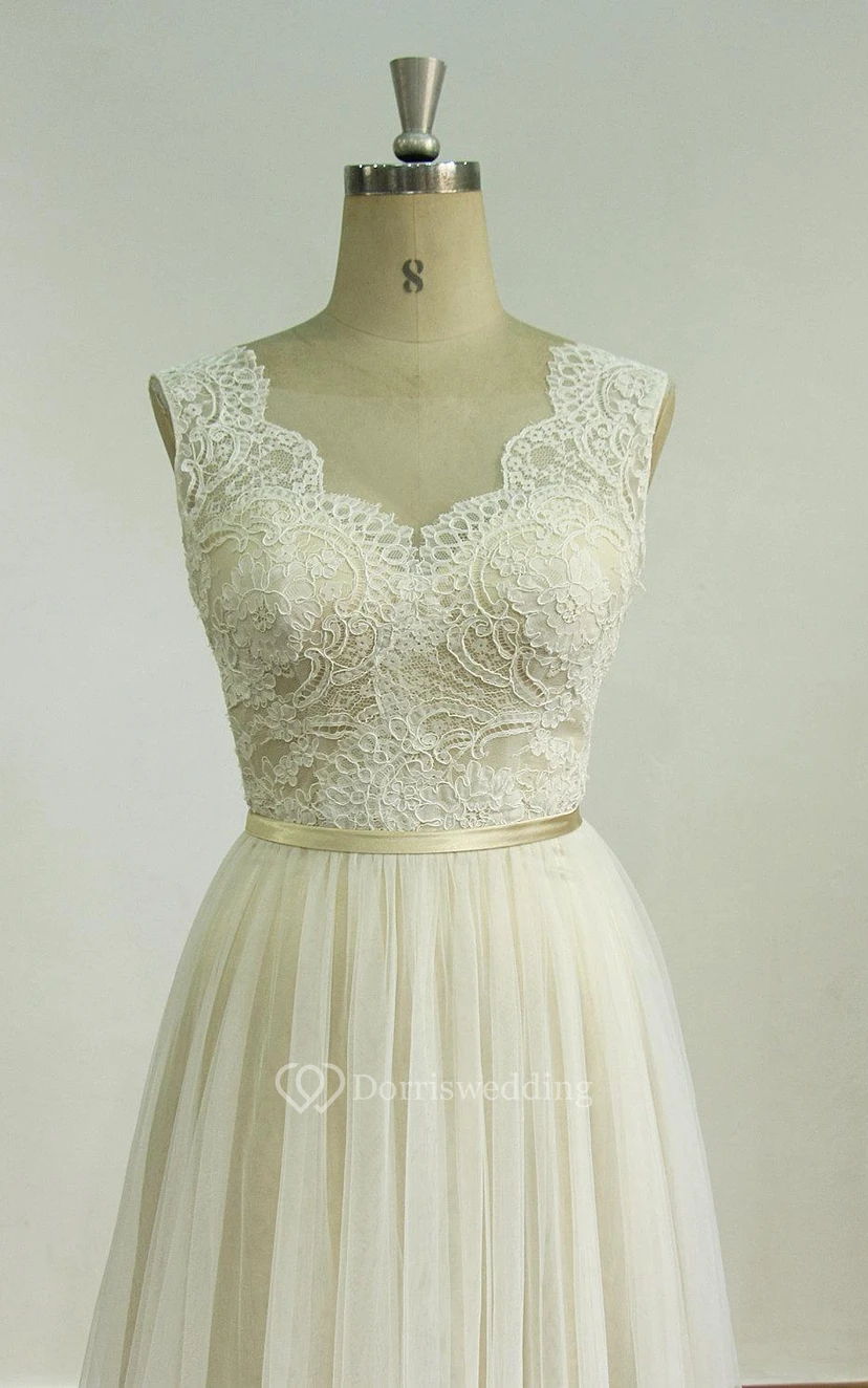 Backless Tulle Lace Satin Weddig Dress view 2
