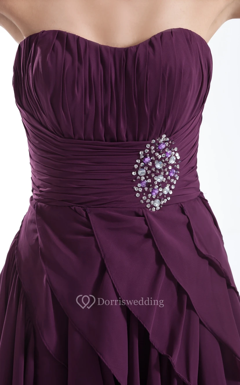 Sweetheart High-Low Dress With Beading and Cascading Ruffles view 5