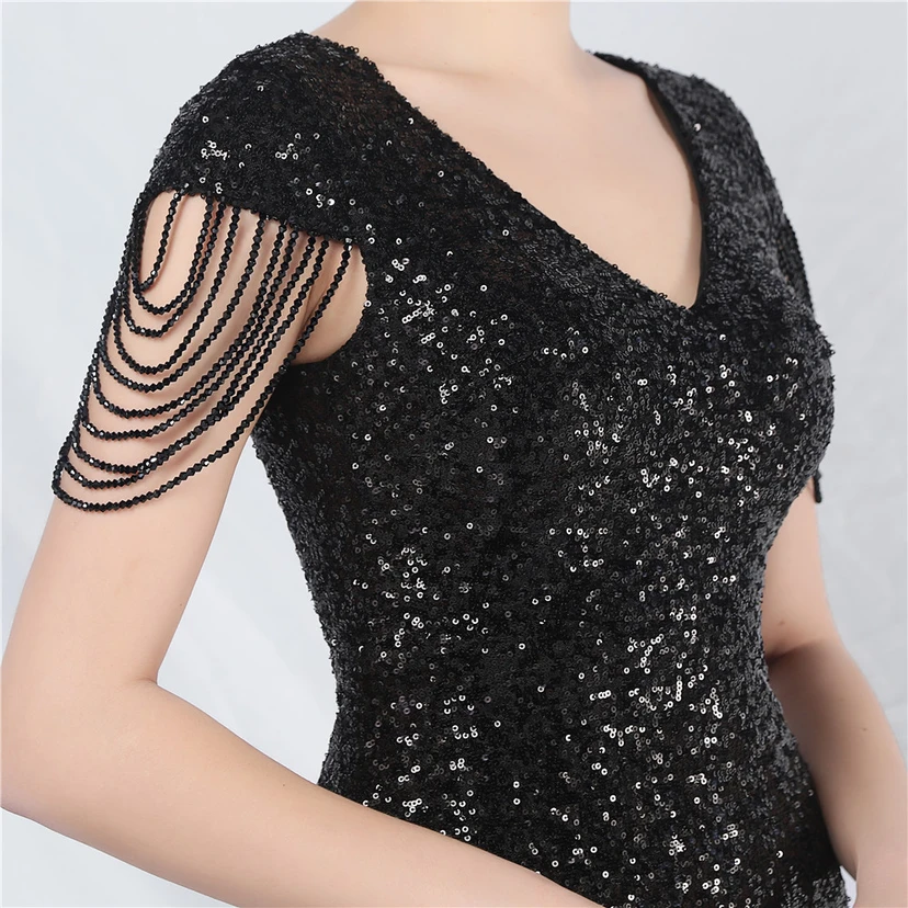 A-Line Big Swing Dress Craft Sequined Long A-Line Evening Dress view 46