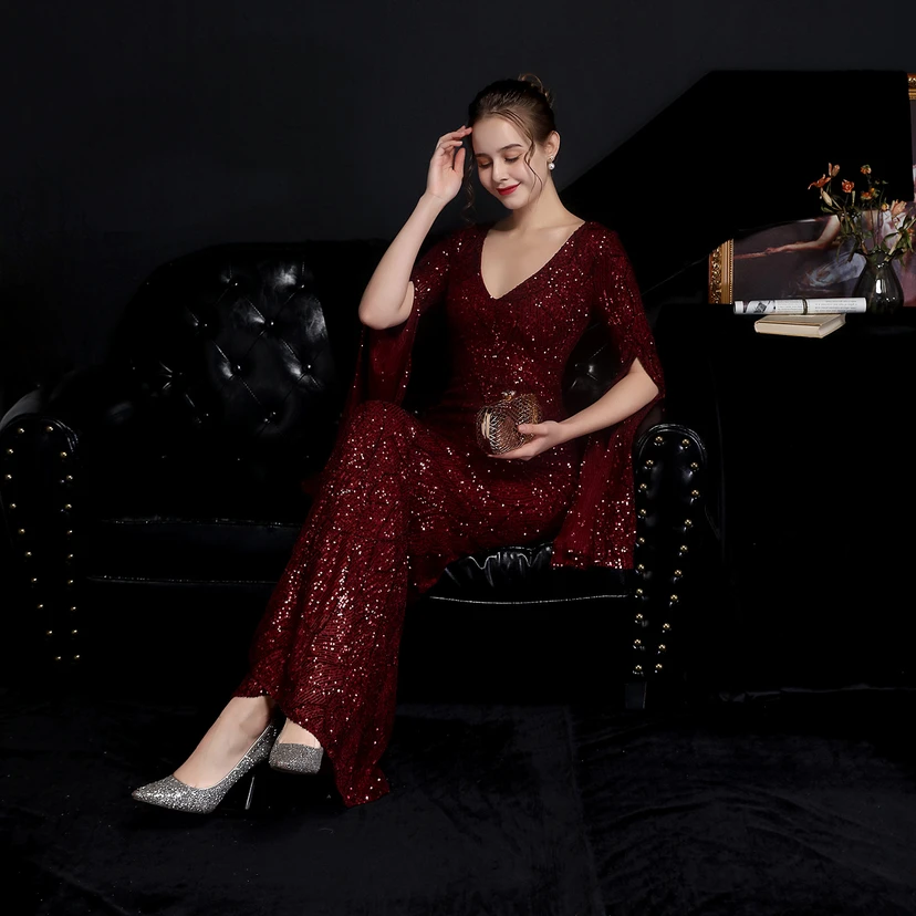 Robe de soirée élégante à sequins, longue, cintrée et sirène, idéale pour les réceptions et les célébrités. view 31