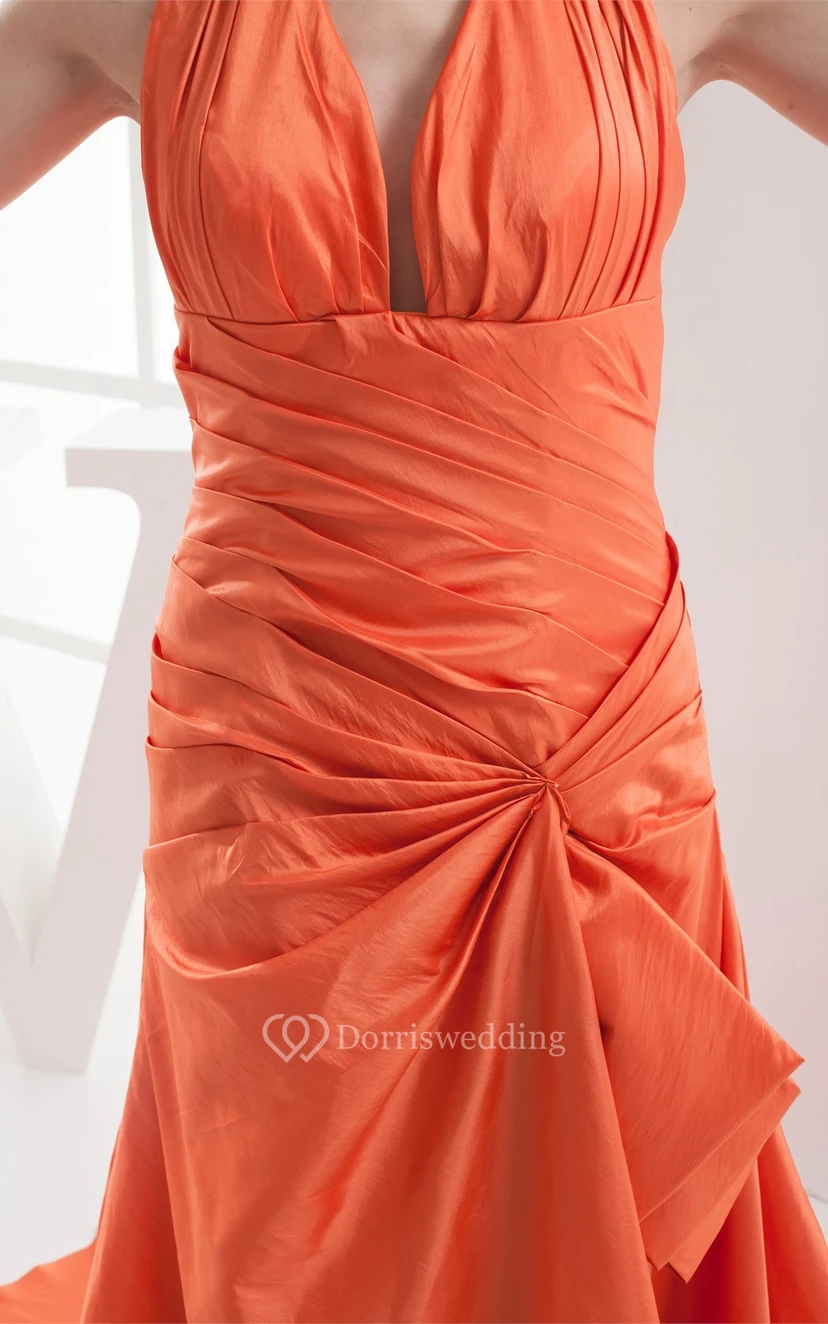 Plunged Maxi Halter and Dress With Central Ruching view 8