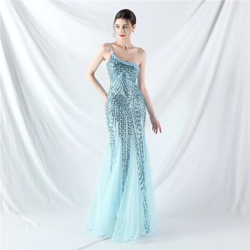 Crafted Beaded Positioning Flower Beads Splicing Mesh Gauze High-End Evening Dress view 22
