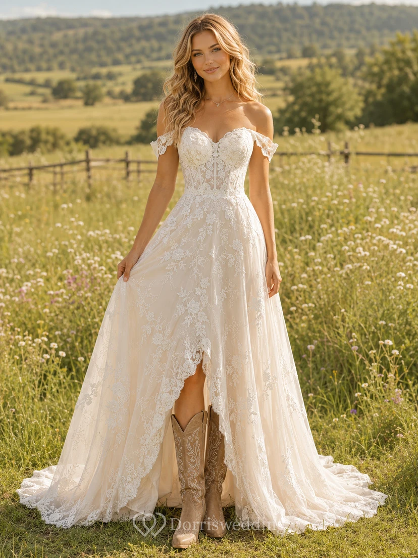 Robe de mariée de maternité à col en V et manches longues, coupe trapèze simple en mousseline