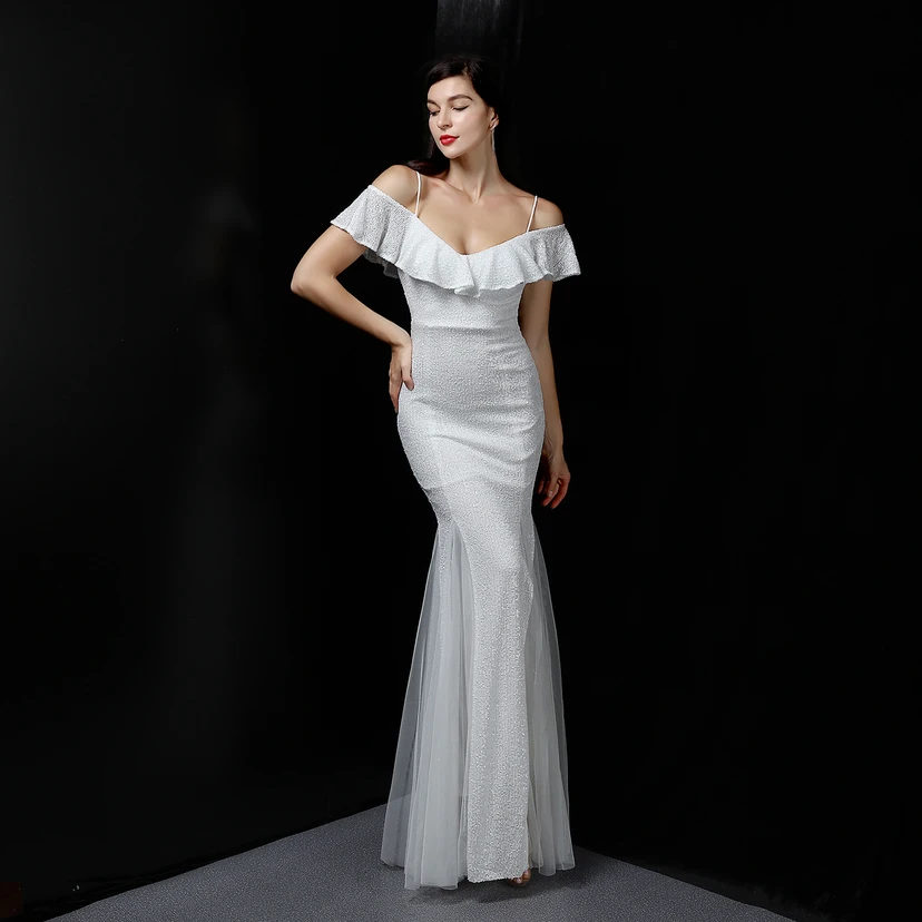 Robe de soirée élégante à franges et sequins en fil de polyester, style sirène, idéale pour un banquet ou une occasion spéciale automne. view 2