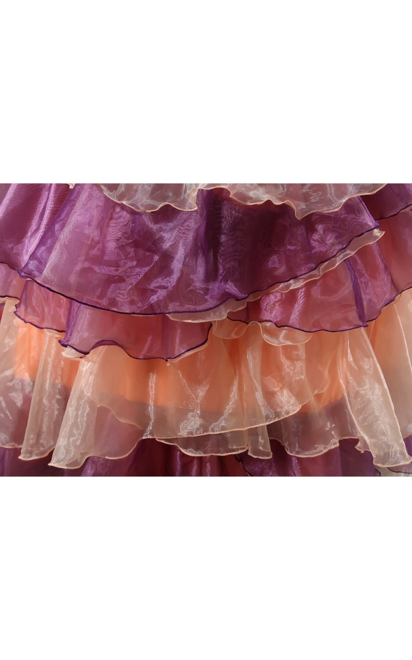 Mute-Color Square-Neck Tiers and Ball-Gown With Appliques view 7