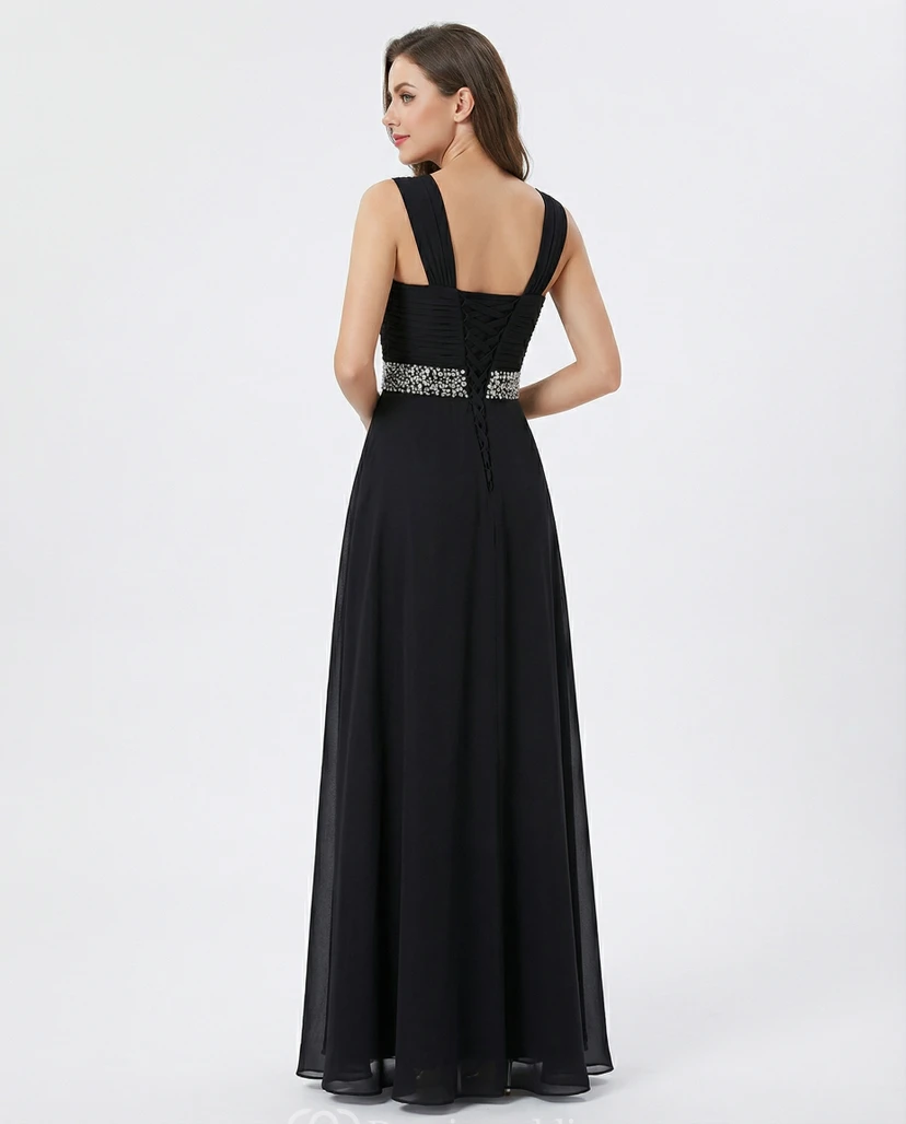 Chiffon-Partykleid mit Perlenbesatz an der Taille, ärmellos view 2