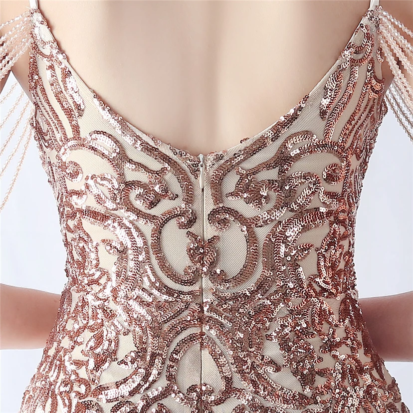 Robe de soirée haut de gamme en maille perlée et ornée de perles, modèle 3034. view 43