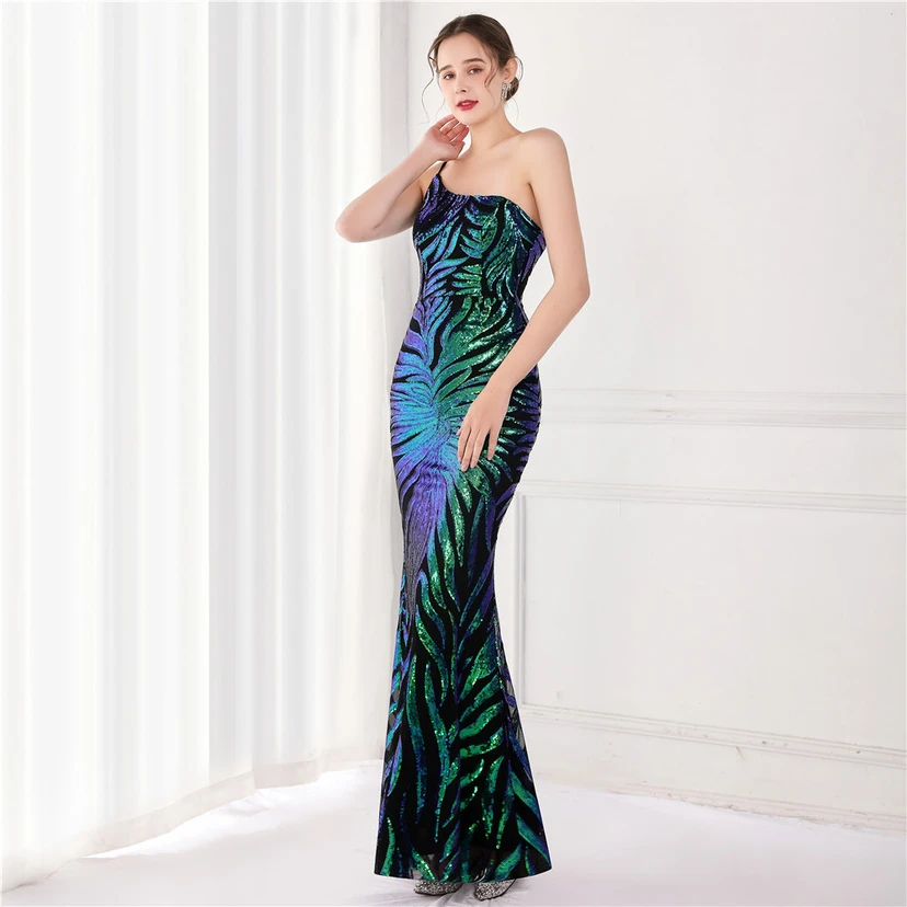 New Sequin Sequin Fairy Celebrity Party Party Evening Dress Sexy Long Toast Dress Bride view 12