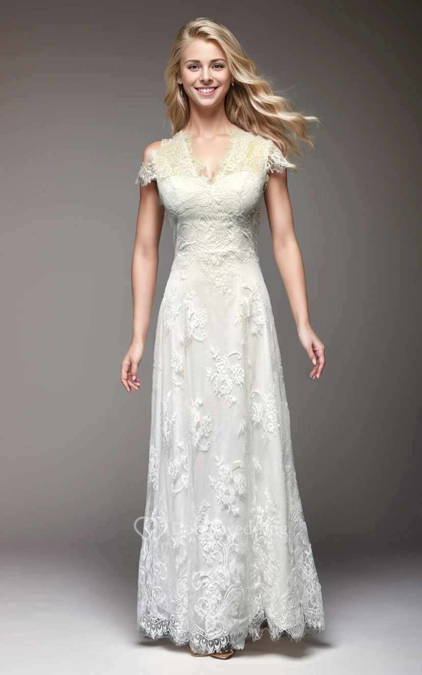 Vestido de novia ajustado con gorro de encaje vintage color marfil video preview