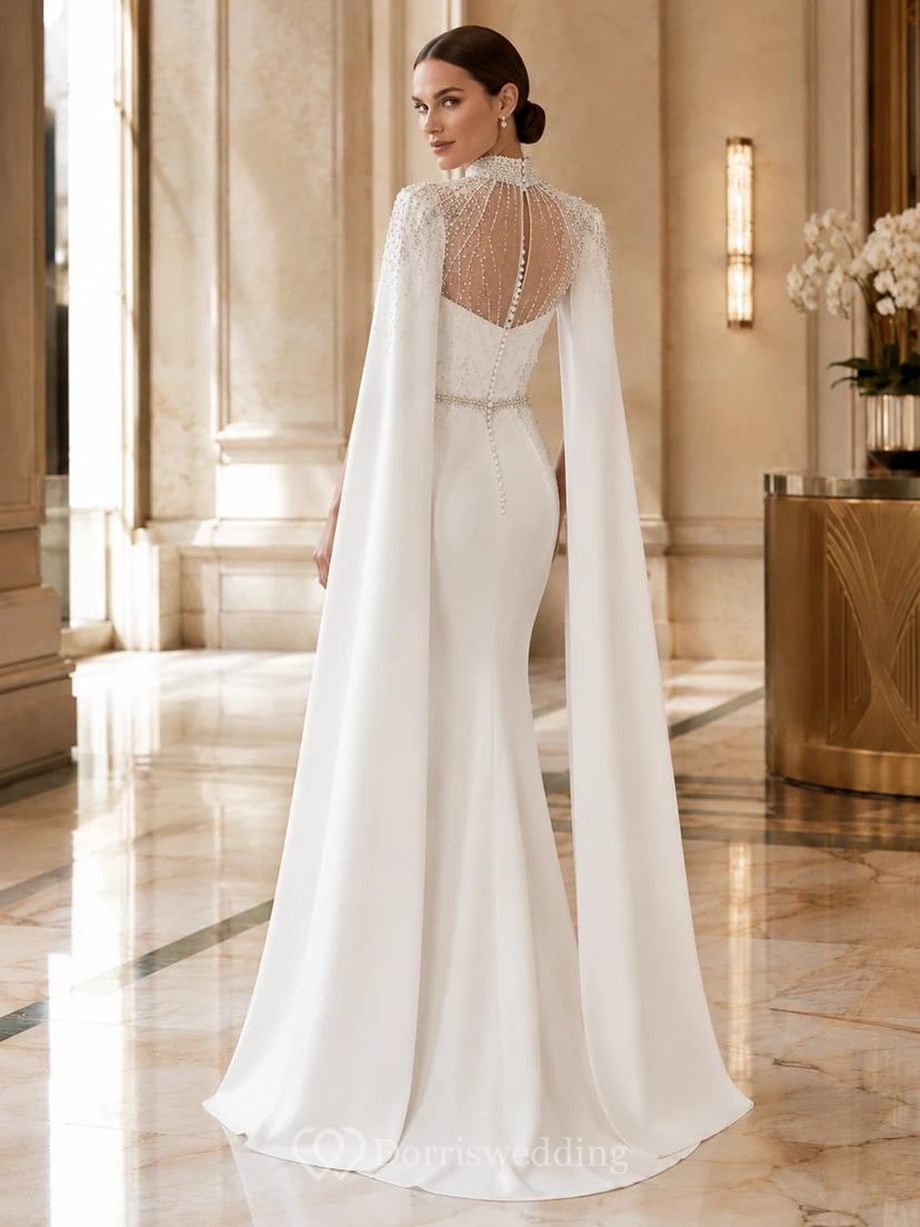 Satin Wedding Dress A-Line Strapless Sweep Train Bridal Gown view 2