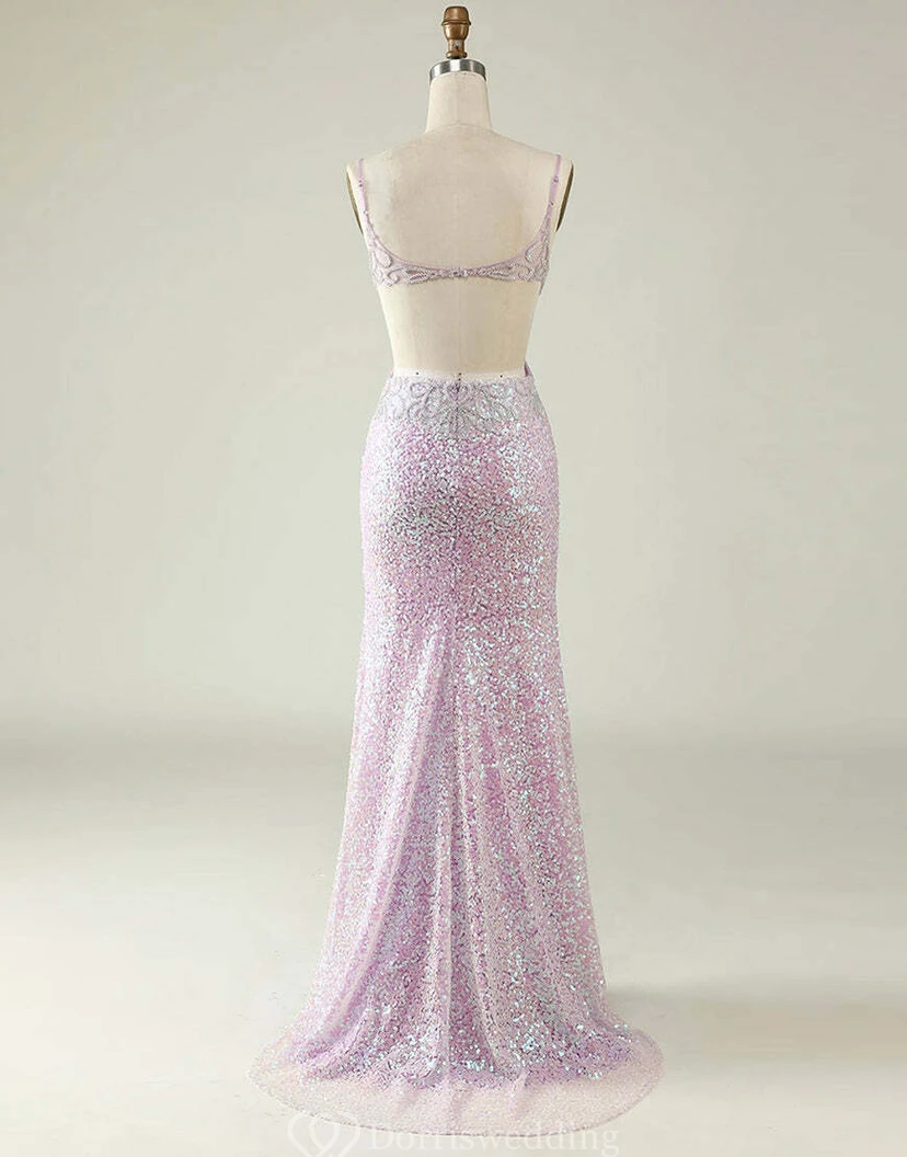 Pastel Pink Sequin Cut-Out Gown view 6