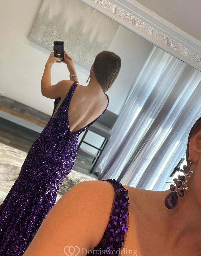 Violet Sequin Mermaid Gown view 3