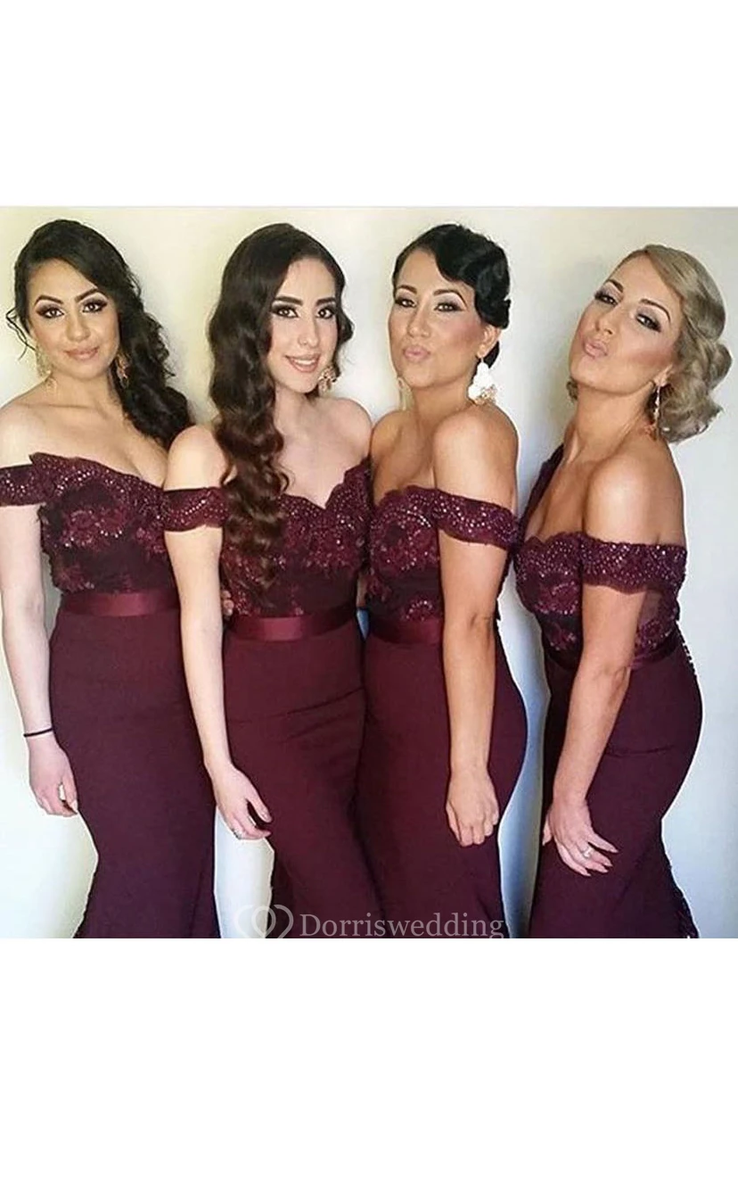 Trumpet Off-the-shoulder Sleeveless Satin Dress view 2