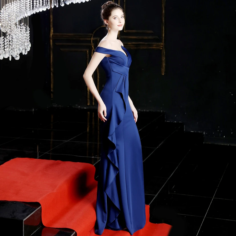 Banquet Evening Dress New Elegant Long One Shoulder Fishtail Host Dress Long Skirt view 11