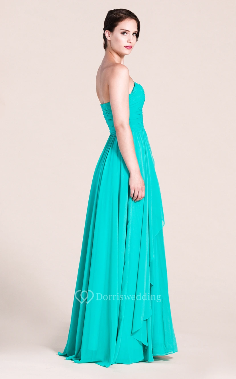 Sweetheart Layered Chiffon Dress With Pleats view 2