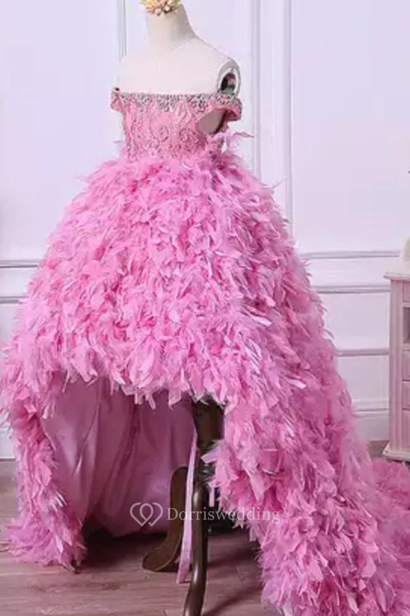 Robe de bal asymétrique à lacets et perles pour demoiselle d'honneur