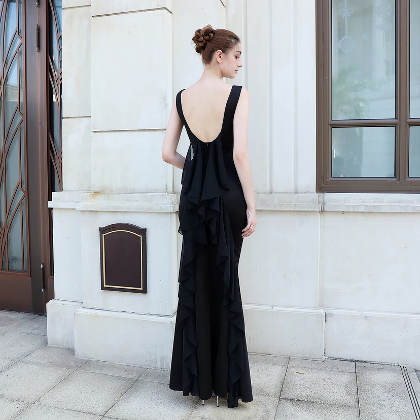 Abendkleid für die Braut, lang, ärmellos, rot, mit schmalem Meerjungfrauenschnitt, geeignet für Dankesbankette, Hochzeitsfeiern, Auto-Modelltreffen und Ausstellungen view 39